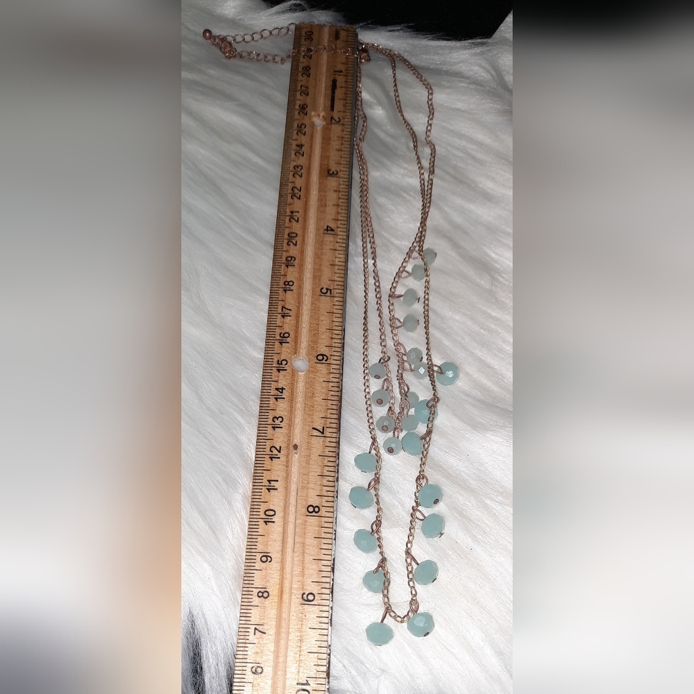 Two faceted stone bead layering necklaces light sky blue - Picture 3 of 8